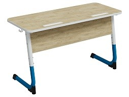 Стол 2-местный школьный 3-5 г/р "Альтер" с наклоном столешницы 0-15° (дуб "Бардолино", м/к белый/синий)