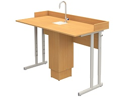 Стол для кабинета химии с мойкой регулируемый 4-6 г/р СТХроб1.46 (бук, м/к серый, плоскоовальная труба)
