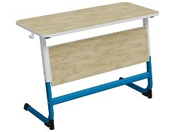 Стол 2-местный школьный 3-5 г/р "Логика" регулируемый (дуб "Бардолино", м/к белый/голубой)