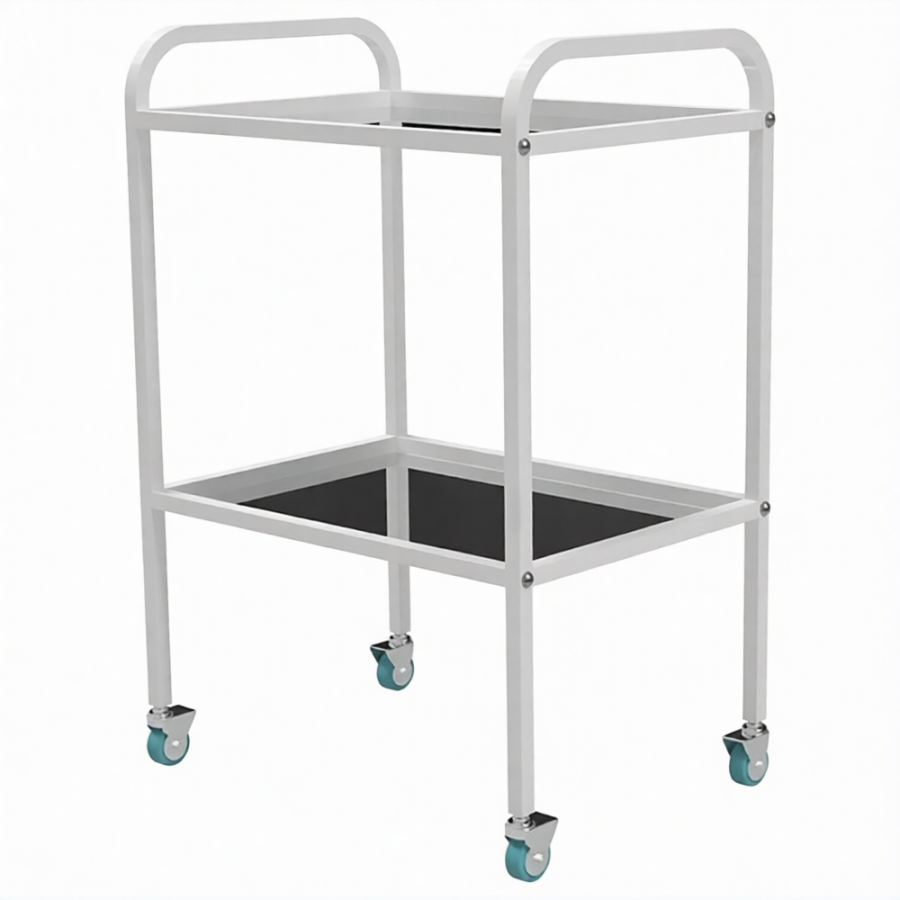 Стол медицинский инструментальный СМИ-02 (полки нерж., колёса серая резина)