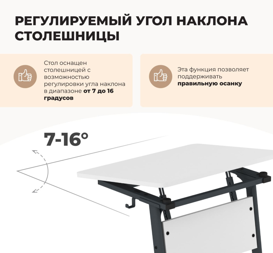 Cтол ученический береза/антрацит SHT-T-TN16/5-7