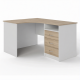 Стол рабочий угловой с тумбой СУ-1 левый (корпус ЛДСП белый, столешница ЛДСП дуб сонома)
