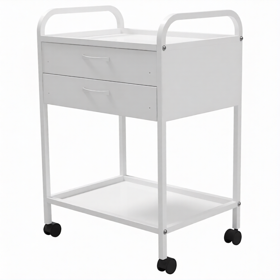 Стол медицинский инструментальный СМИ-02-02 (полки металл, колёса серая резина)