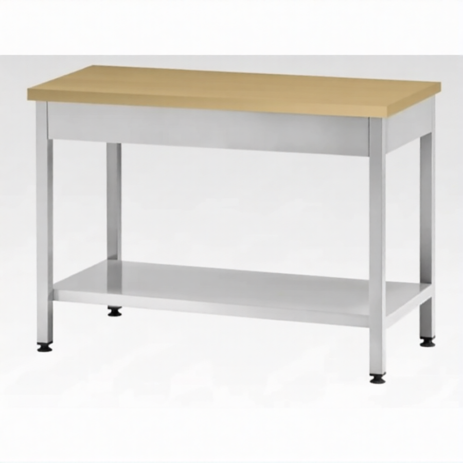 Стол кондитерский СПРп 860х1200х700 «Profi Inox», бук/40 (полка сплошная)